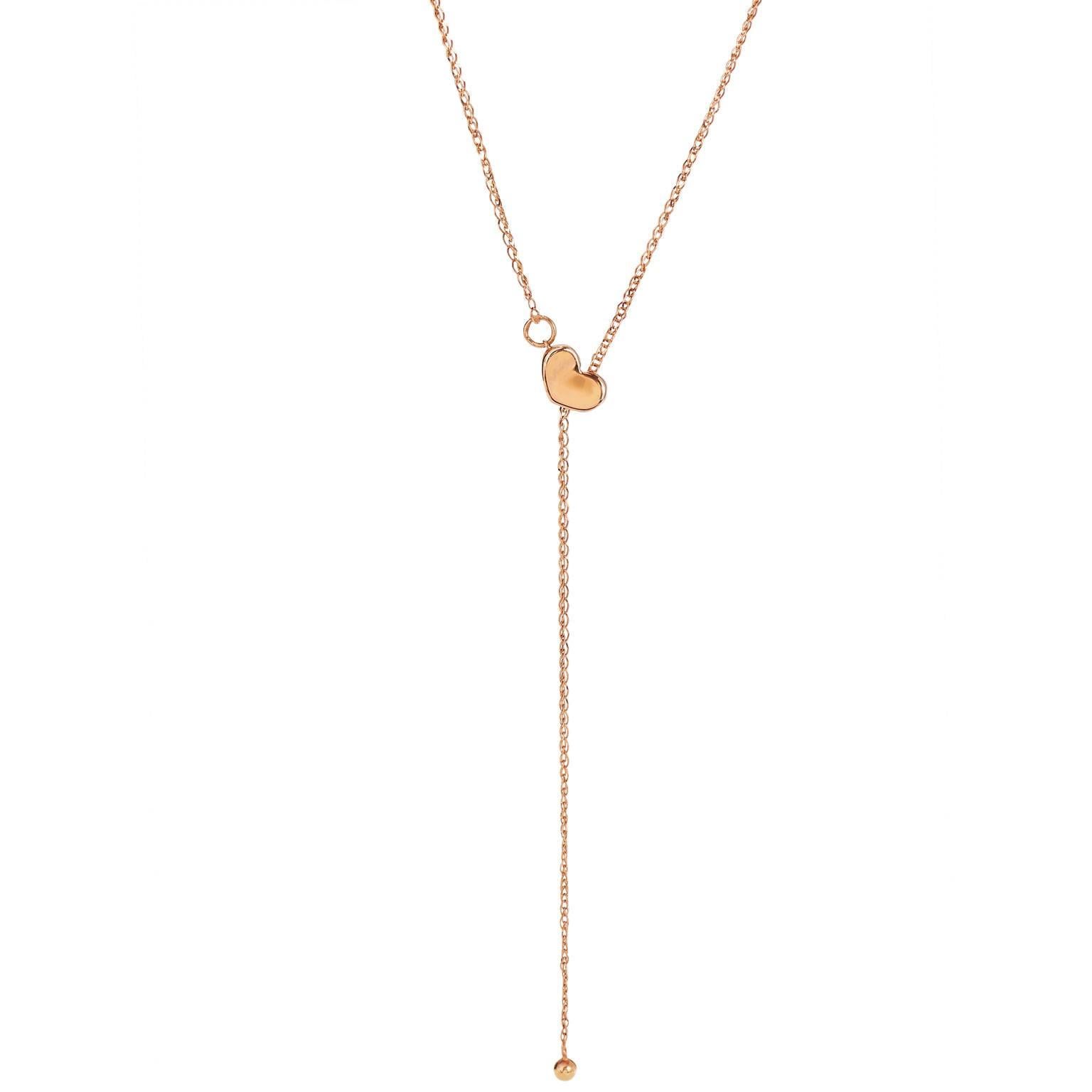 Enjoy this charming, previously loved 14 karat rose gold chain necklace featuring a heart-shaped slide clasp.