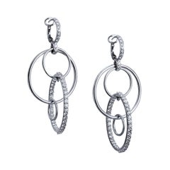 H & H 3.41 Carat Diamond Pave Interlocking Ring Dangle Earrings