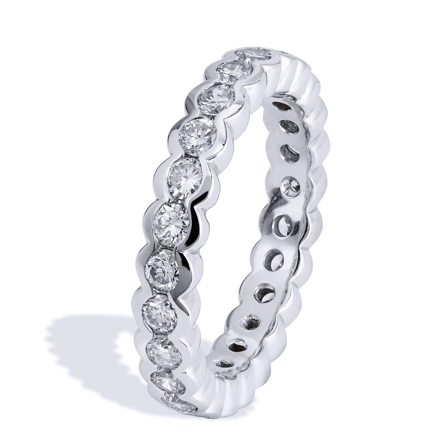 Round Cut Platinum 1.65 carat Round Brilliant Cut Diamond Eternity Band Ring Size 6