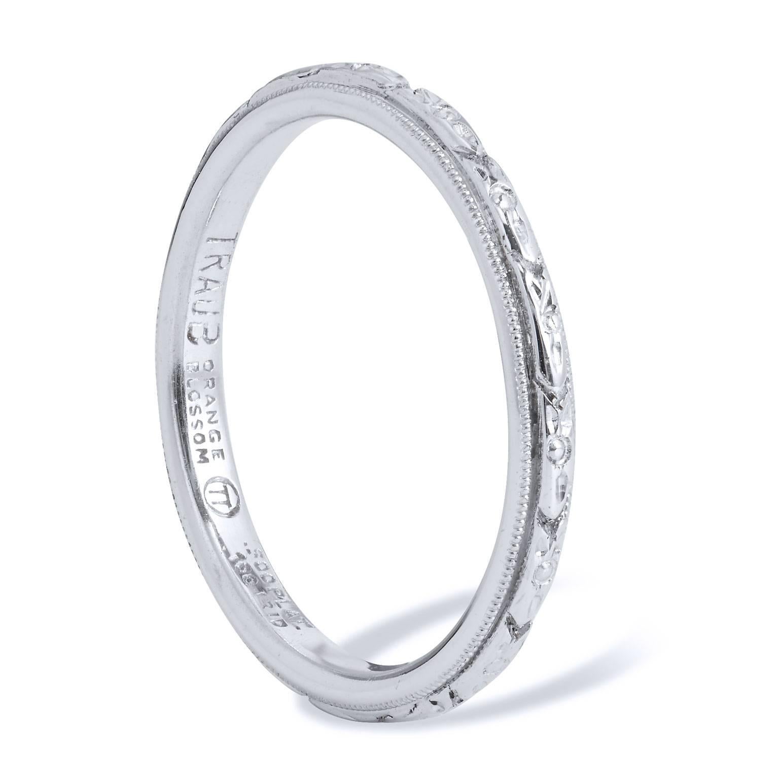 Simplicity reigns supreme with this previously loved, in pristine condition, platinum band with eternity engraving.
Size 6 