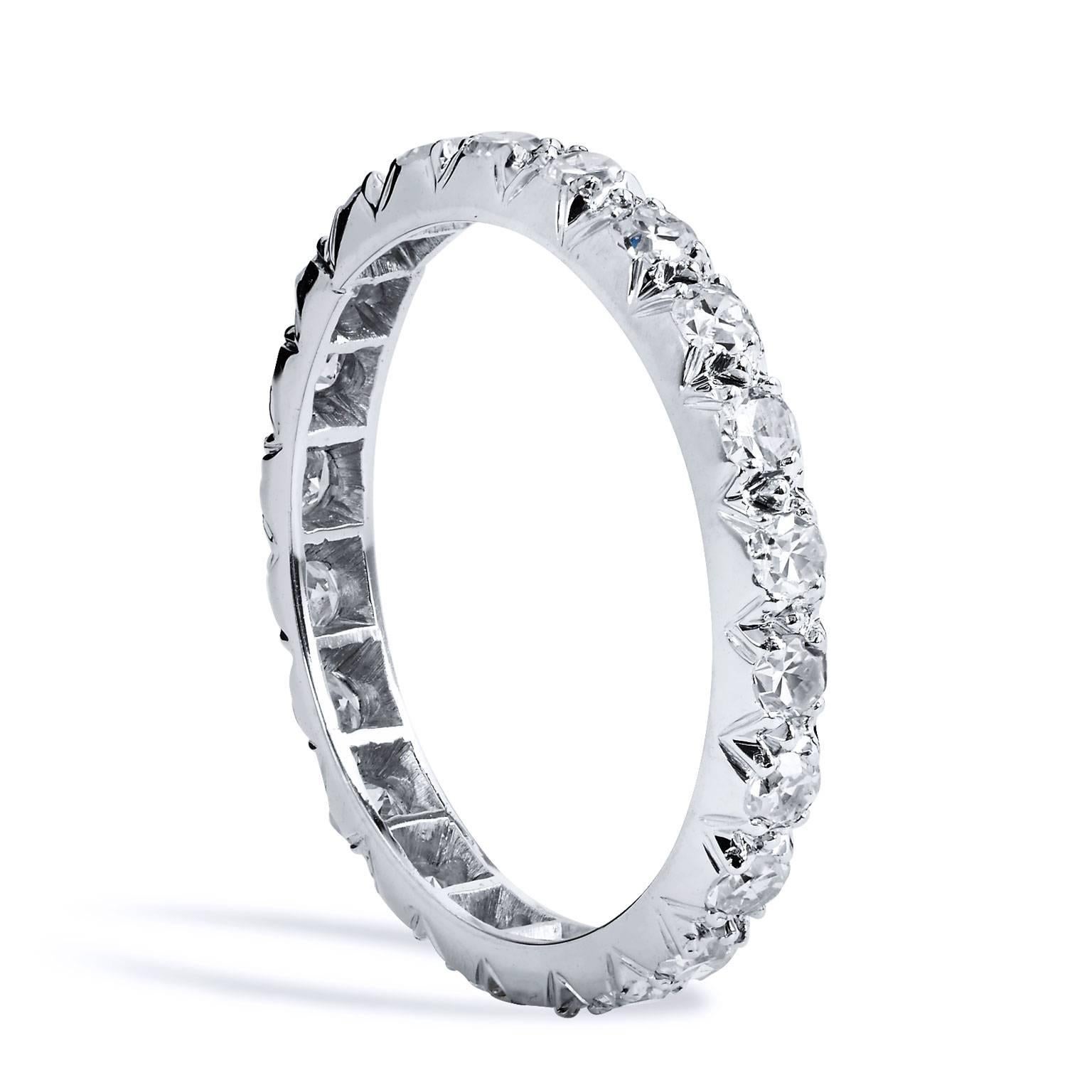 Estate 0.46 Carat Single Cut Diamond Eternity Band Ring Size 4.5

Enjoy this previously loved band ring  featuring 0.46 carat of single cut diamonds (F/G/VS) in channel setting. 
An exquisite piece with pristine color and clarity.
This estate piece