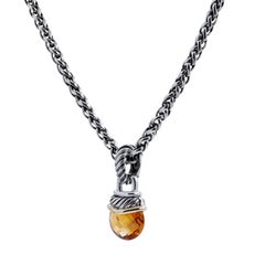 David Yurman Citrine Acorn Pendant Necklace