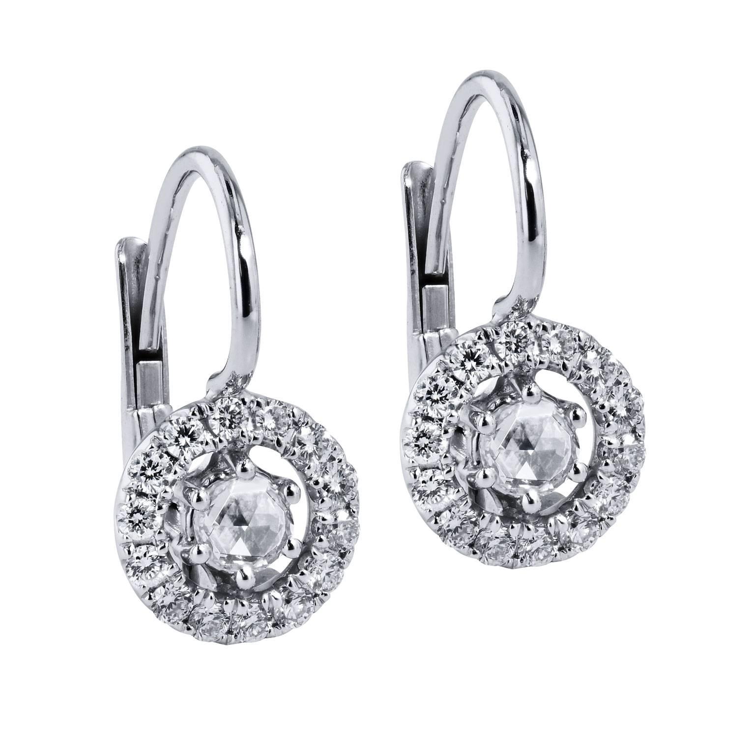 Round Cut 0.40 Carat Diamond Lever-Back Earrings