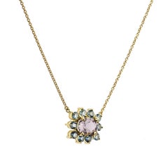 2.02 Carat Champagne Tourmaline and Aquamarine Pendant Necklace