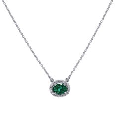 H & H 0.60 Carat Emerald Pendant Necklace