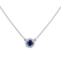 H & H 0.49 Carat Blue Sapphire Pendant Necklace