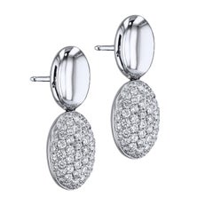 1.23 Carat Pave-Set Diamond Oval Drop Earrings