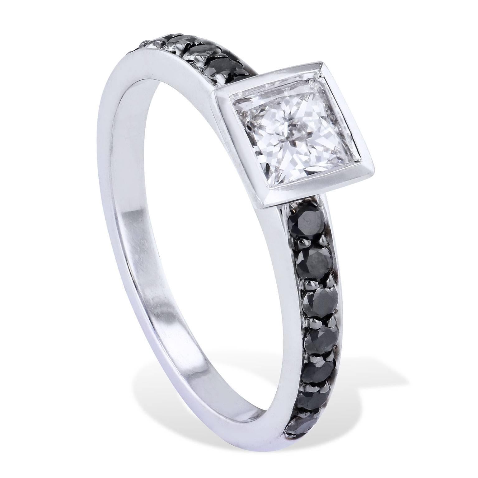 black diamond princess cut engagement ring