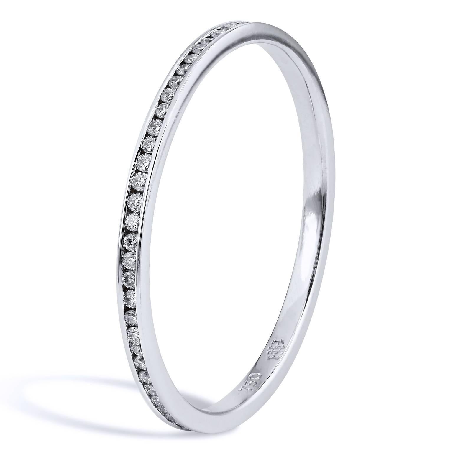 0.20 Carat Diamond Channel Set Band Ring

18 karat white gold band ring featuring 0.20 carat of channel set diamonds (G/VS).

Size 6.5