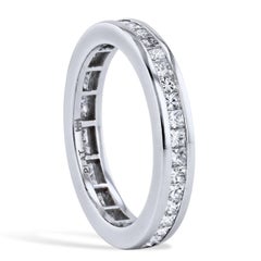 H&H 1.33 Carat Princess Cut Diamond Eternity Band Ring 7.25