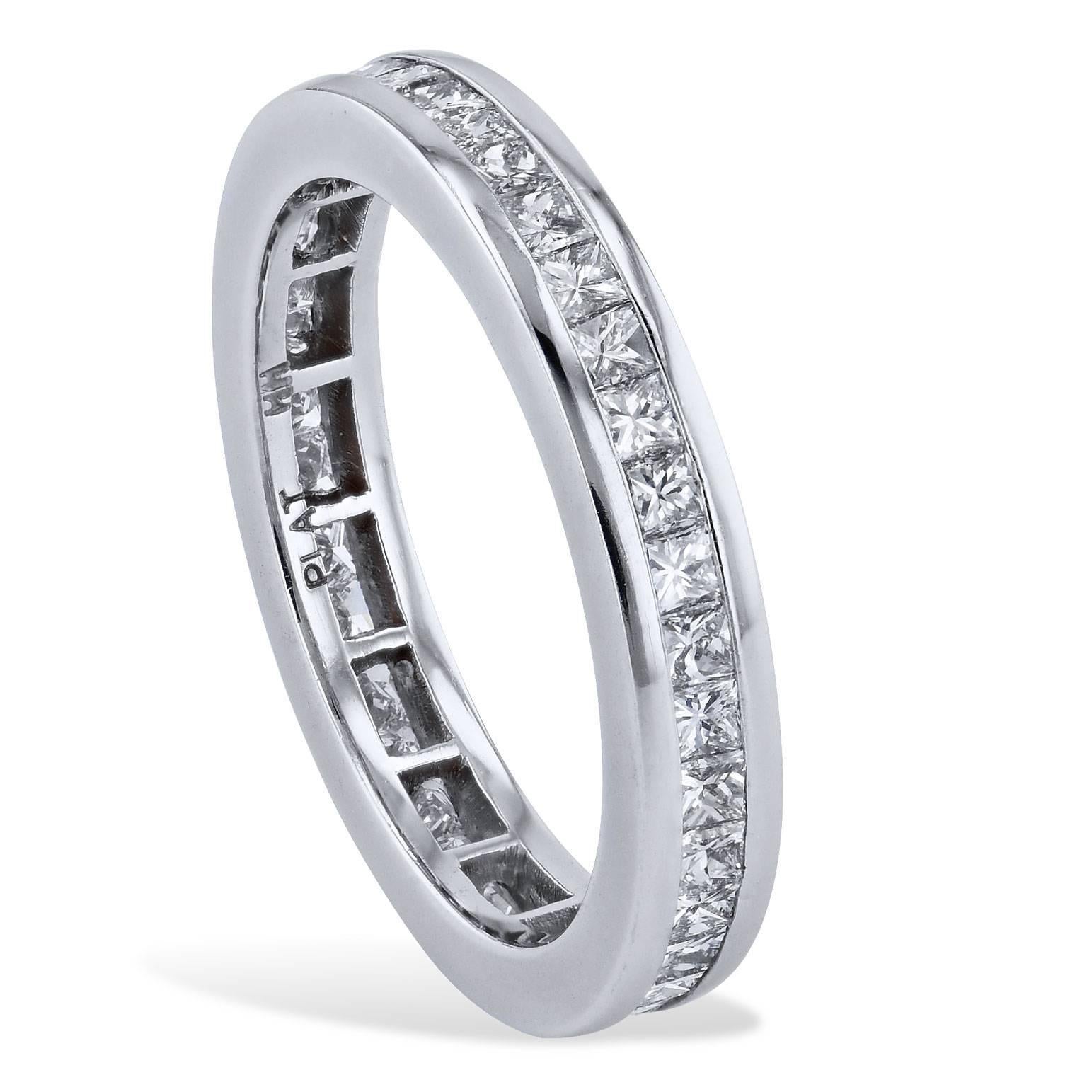 H&H 1.33 Carat Princess Cut Diamond Eternity Band Ring 7.25 In New Condition For Sale In Miami, FL