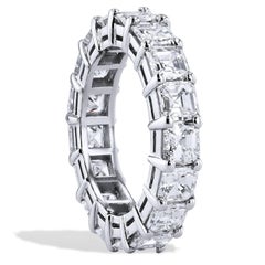 5.94 Carat Asscher Cut Diamond Eternity Band Ring Handmade by H&H Jewels Size