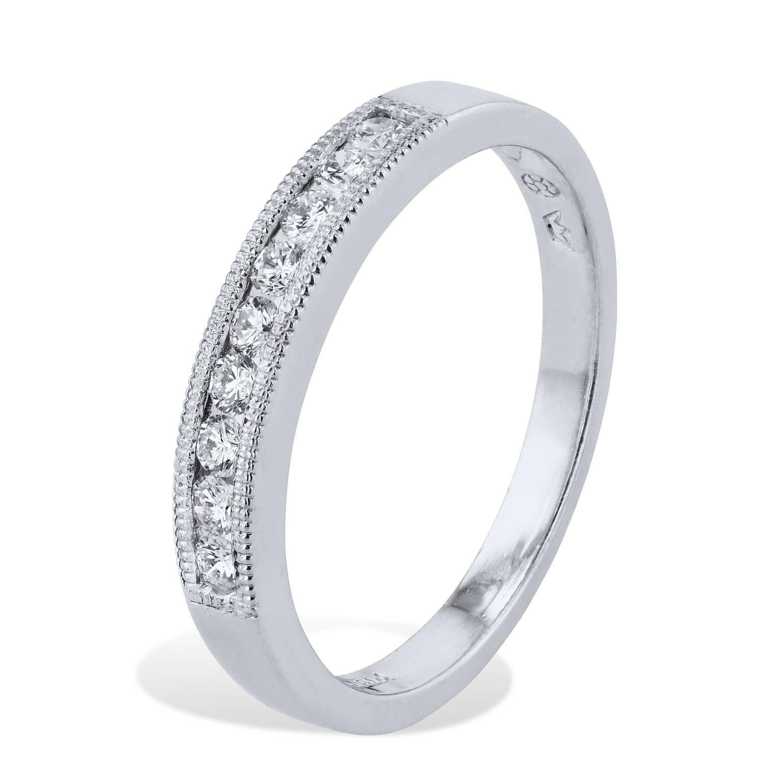 Round Cut Estate 0.30 Carat Channel Set Diamond Band Platinum Ring For Sale