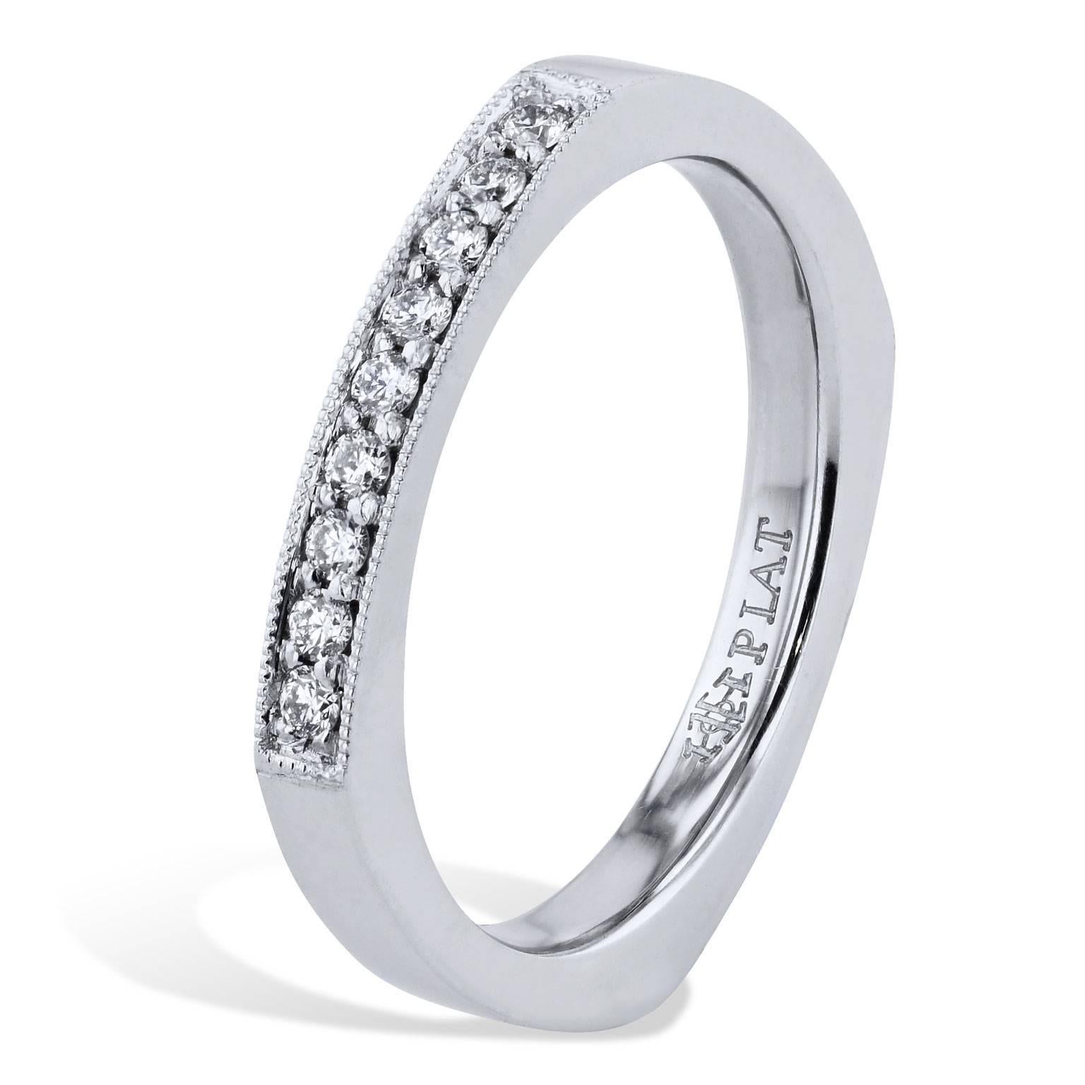 Brilliant Cut H&H 0.10 Carat Diamond Band Ring in Platinum For Sale
