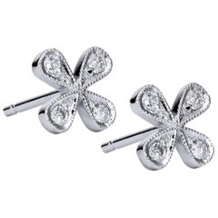 H & H Four-Petal 0.15 Carat Diamond Stud Earrings