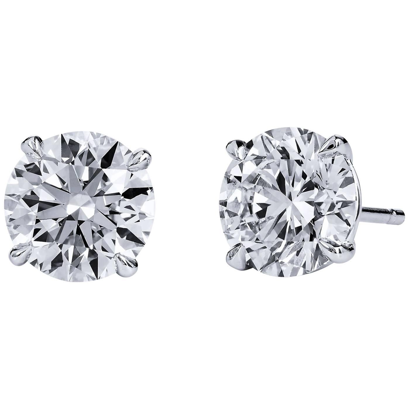 H & H 4.03 Carat Diamond Stud Earrings