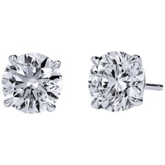 H & H 4.03 Carat Diamond Stud Earrings
