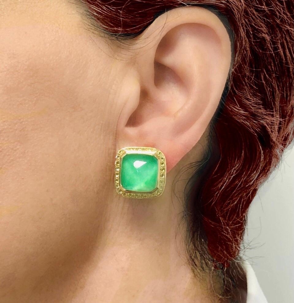 18 Karat Gold Peridot and Triplets Italian earrings For Sale 3