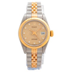 Retro Rolex Lady Datejust Wristwatch Ref 69173, Yellow Gold Fluted Bezel. Year 1994.