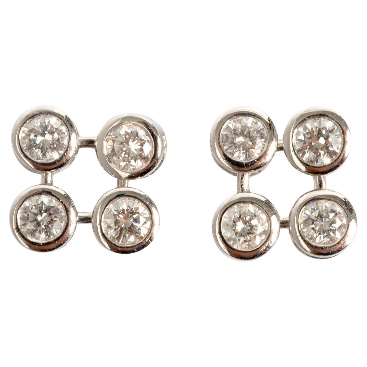 Pretty 0.08 Carat 'Boodle' Style Diamond Earrrings, 18 Carat White Gold For Sale