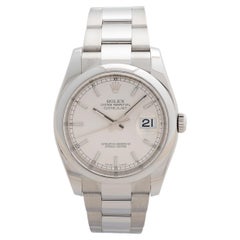 Rolex Datejust Wristwatch 36 Ref 116200, Silver Baton Dial, Year 2017.