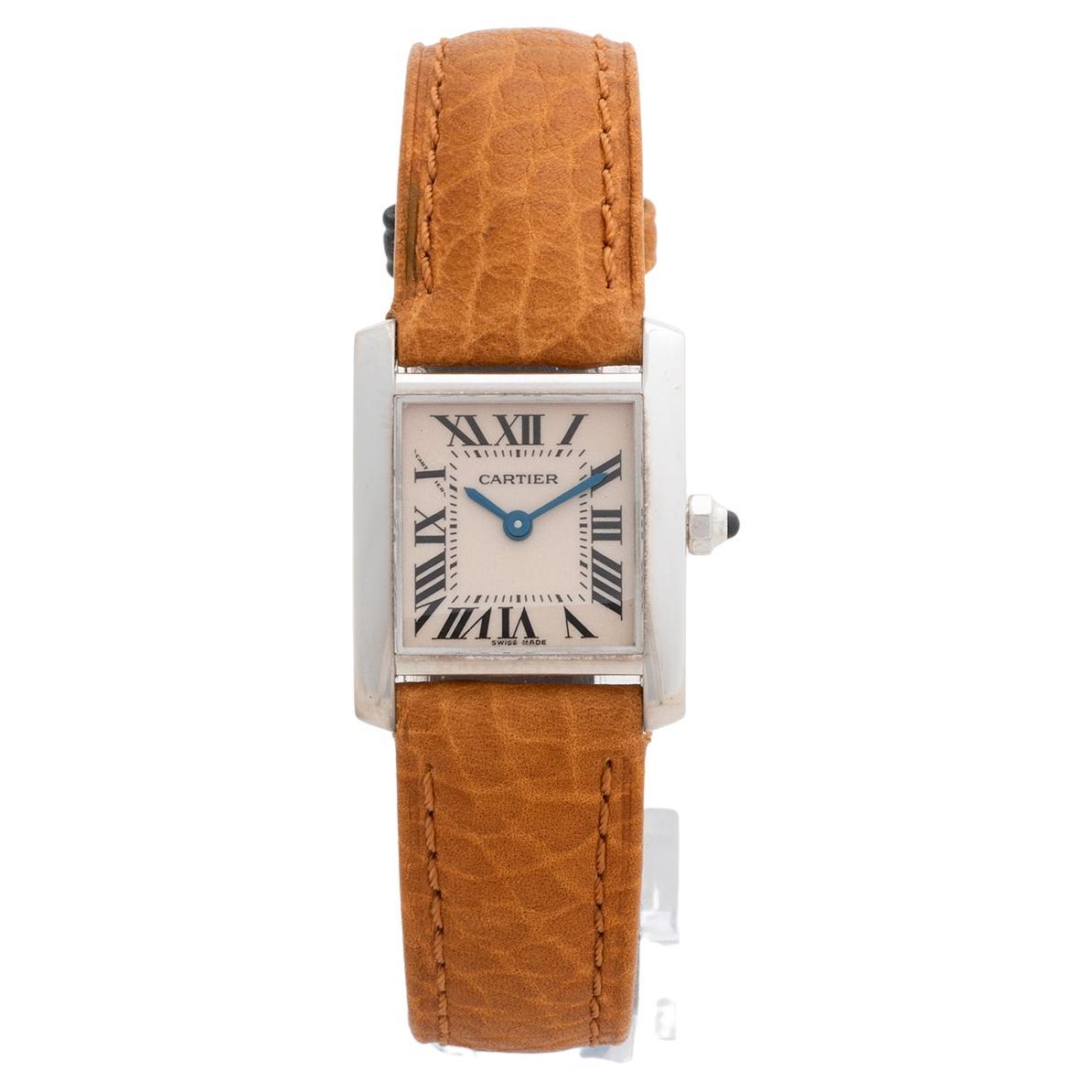 Ladies Cartier Tank Francaise Wristwatch Ref 2403, Quartz, White Gold Case.