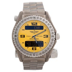 Breitling Emergency Wristwatch ref E76321, 43 mm titanimm case, yellow dial..