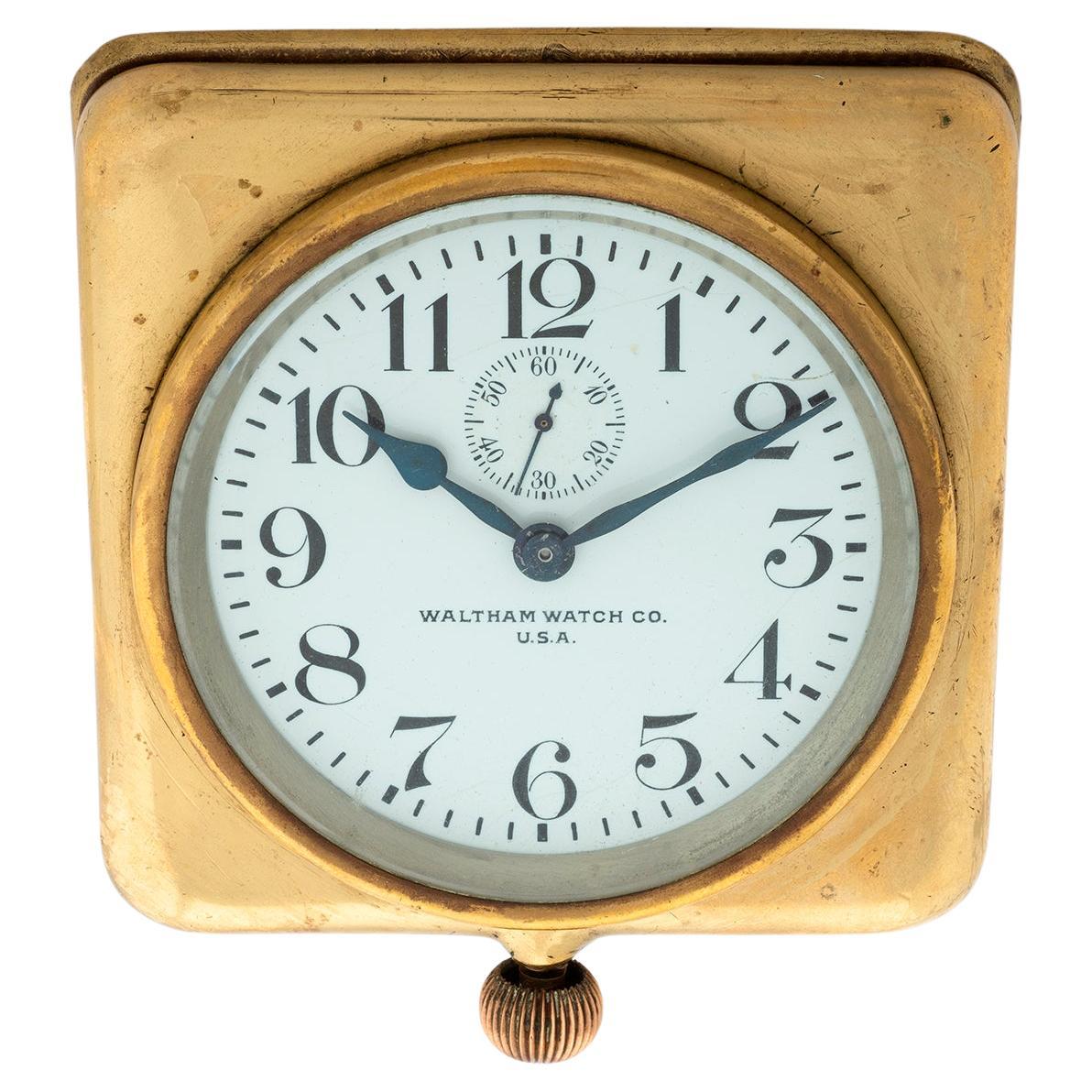 Brass Cased Naval Bridge / Desk Clock by Waltham Watch Co. USA. 17 Jewel, 1930 For Sale