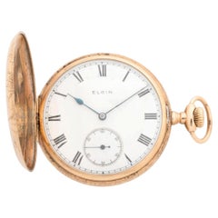Elgin full hunter pocket watch, 9ct yellow gold, 7 jewel movement, weight 82g..