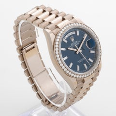 Rolex Day Date 118249RBR. 18ct White Gold, Factory Set Diamonds, Blue Ombre Dial