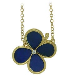 Van Cleef & Arpels Retro Alhambra Lapis Lazuli Diamond Gold Necklace