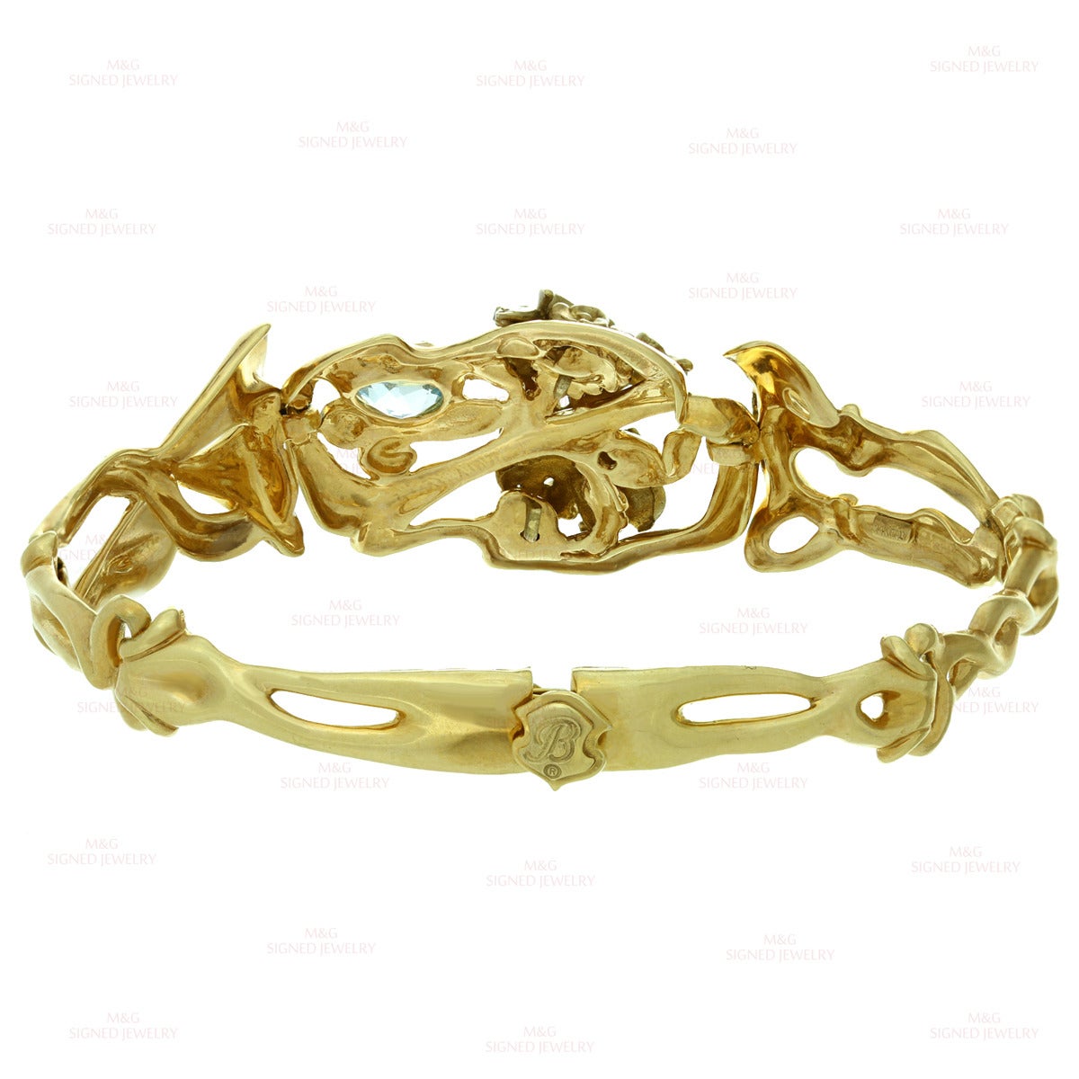 Blue Topaz Gold Floral Bracelet 3