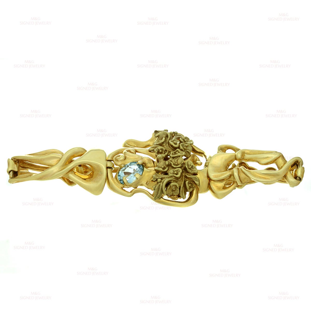 Blue Topaz Gold Floral Bracelet 2