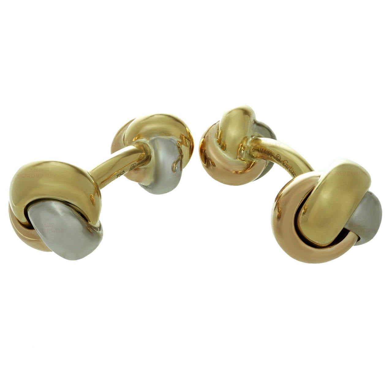 Cartier Trinity Tri-Gold Classic Knot Cufflinks