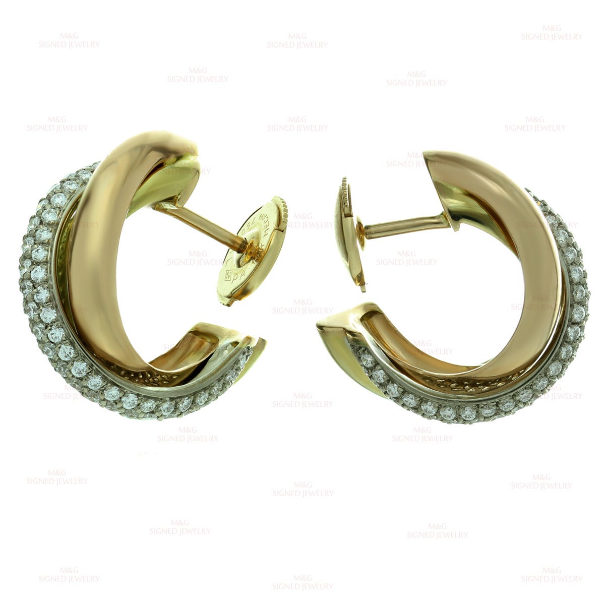 Cartier Trinity Classic Diamond Tri-Gold Earrings 1