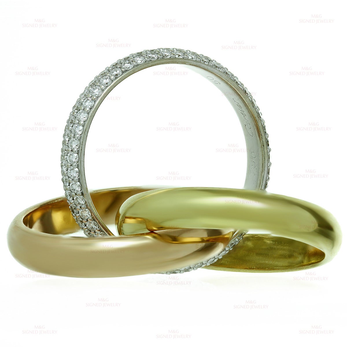 1990s CARTIER Trinity Diamond Tri-Gold Band