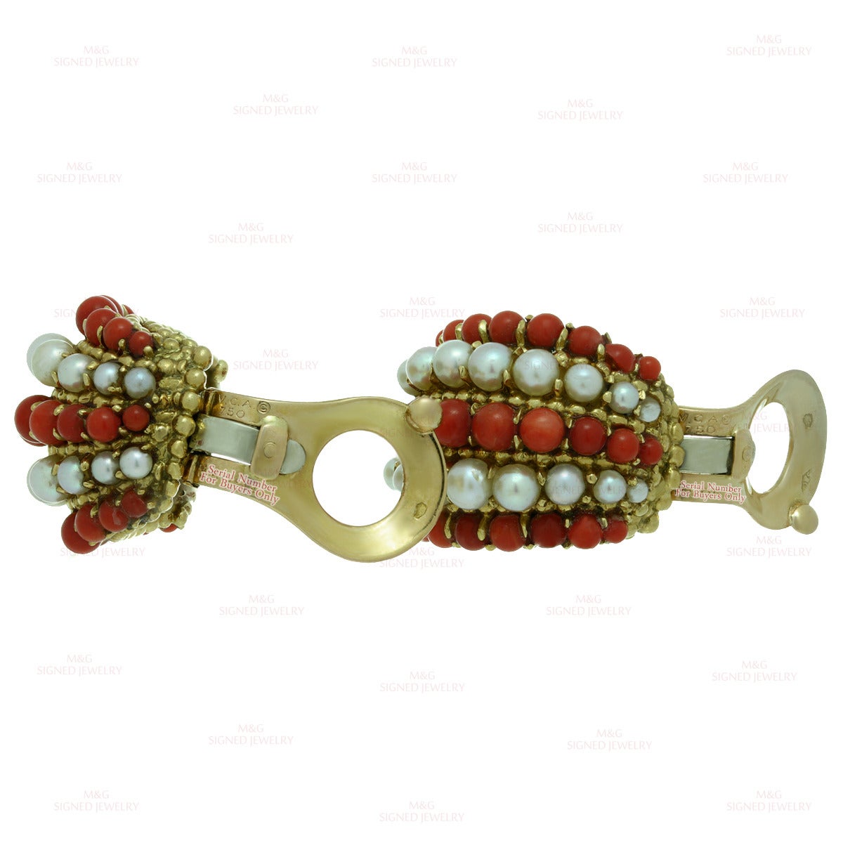 1960s VAN CLEEF & ARPELS Twist Red Coral Cultured Pearl Bracelet Earrings Set 3
