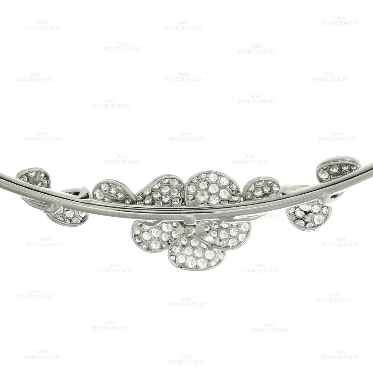 Van Cleef & Arpels Cultured Pearl Diamond Gold Flower Collar Necklace 3