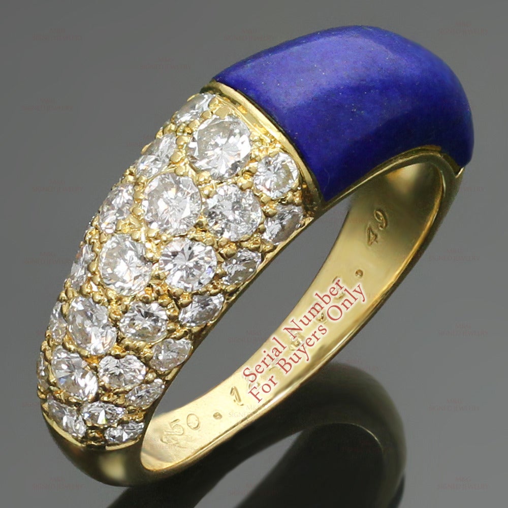 1960s Cartier Lapis Lazuli Diamond Yellow Gold Ring 3