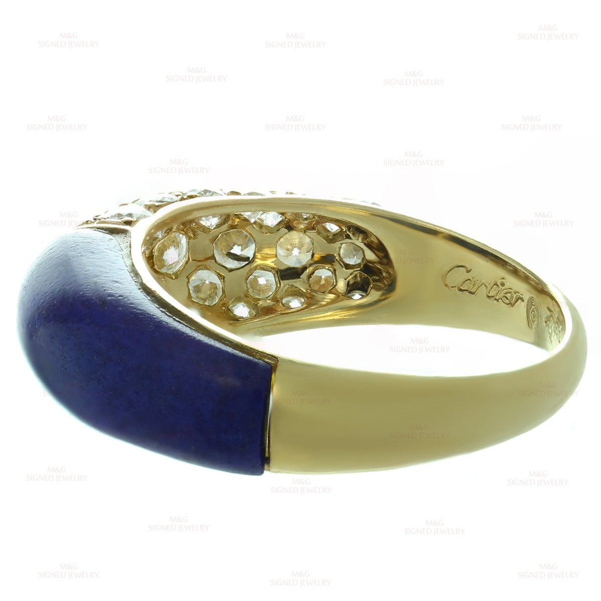 1960s Cartier Lapis Lazuli Diamond Yellow Gold Ring In Good Condition In New York, NY