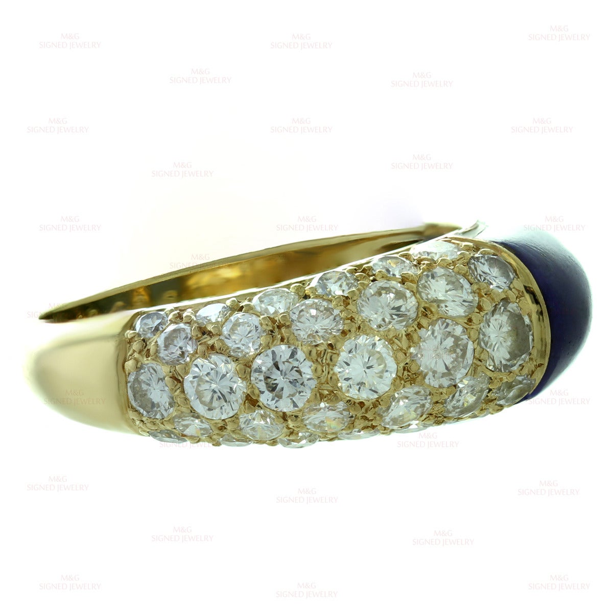 1960s Cartier Lapis Lazuli Diamond Yellow Gold Ring 1