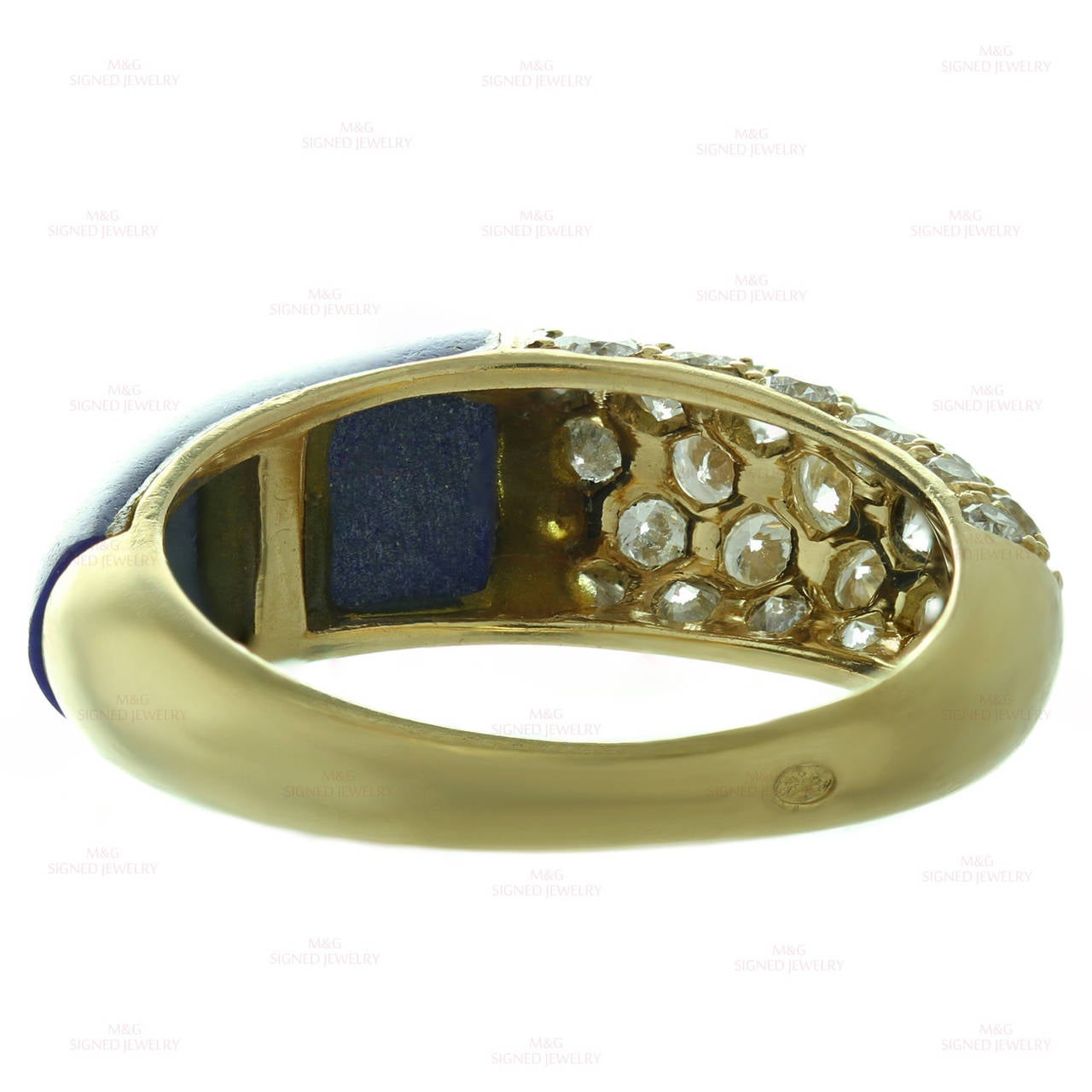 1960s Cartier Lapis Lazuli Diamond Yellow Gold Ring 2