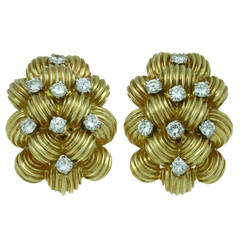 1960s Van Cleef & Arpels Diamond Gold Clip-on Earrings