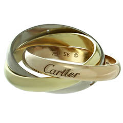Cartier Trinity Classic 5 Diamond Tri-Gold Band Ring