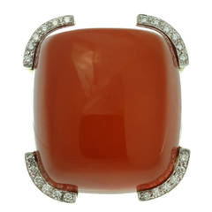 1970s David Webb Magnificent Carnelian Diamond Gold Ring