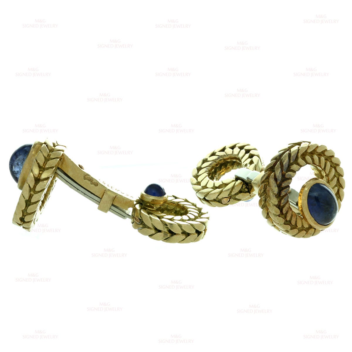 Van Cleef & Arpels Cabochon Sapphire Gold Cufflinks Great Father's Day Gift In Good Condition In New York, NY