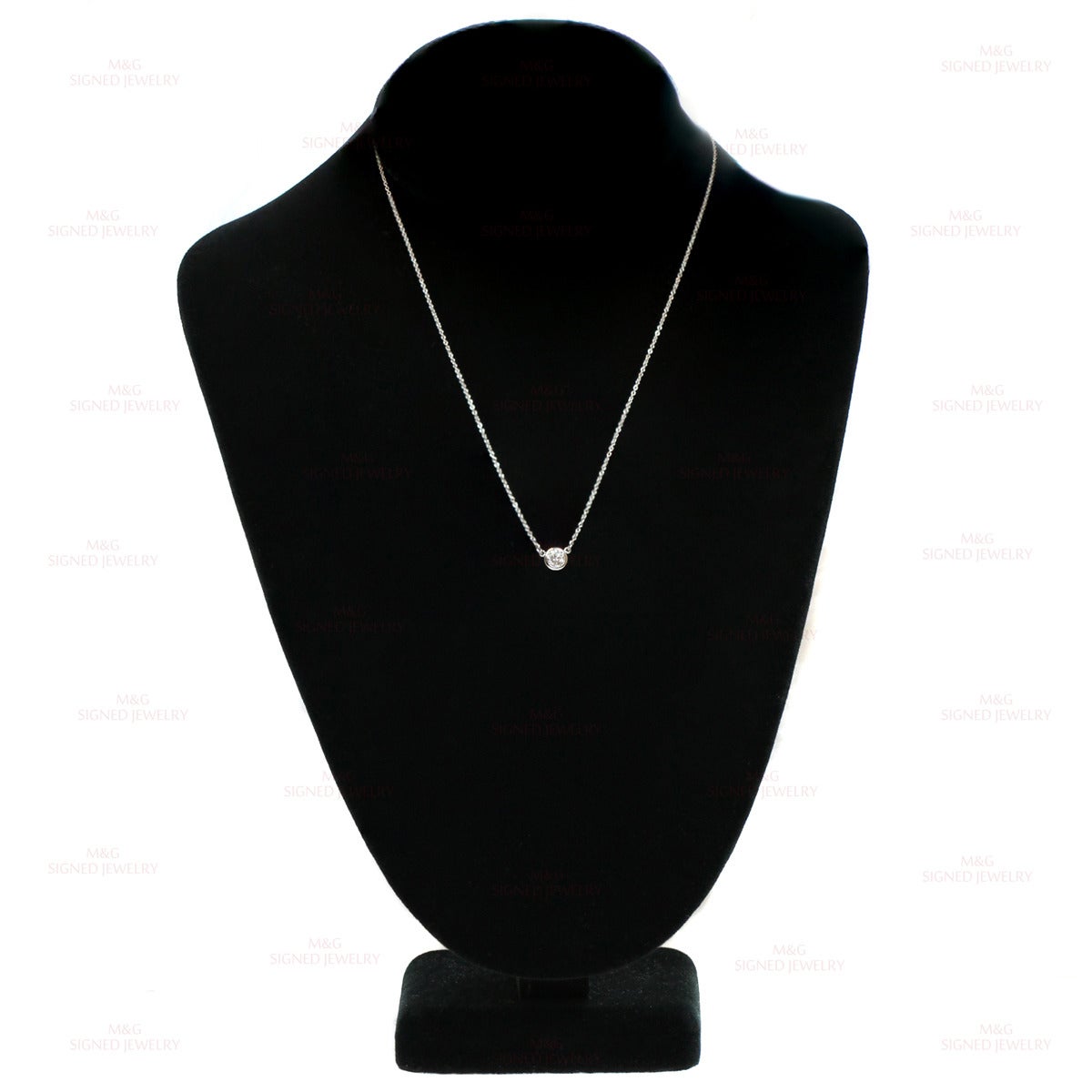 Tiffany & Co. Elsa Peretti Solitaire Diamond Platinum Necklace In Excellent Condition In New York, NY