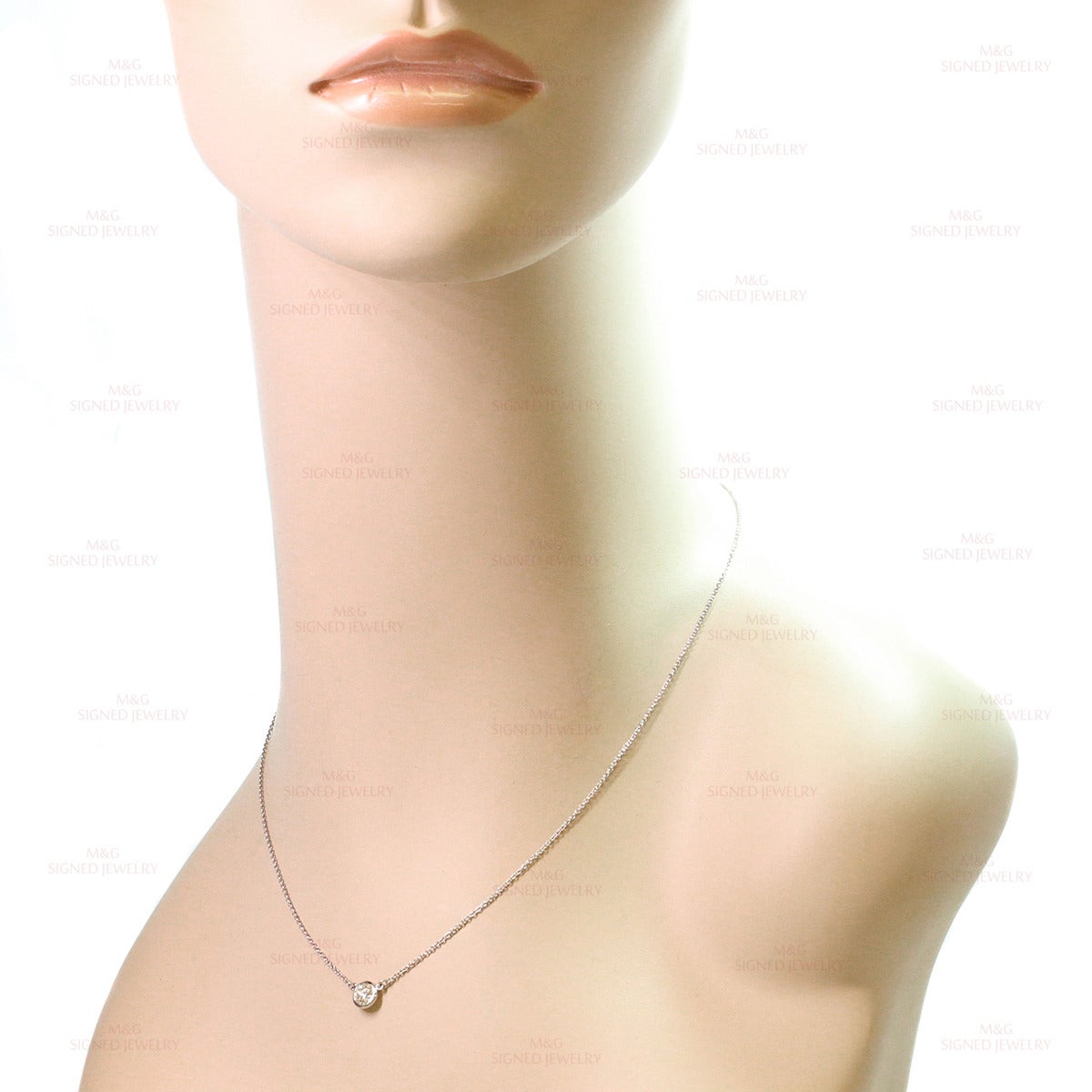 Tiffany & Co. Elsa Peretti Solitaire Diamond Platinum Necklace 3