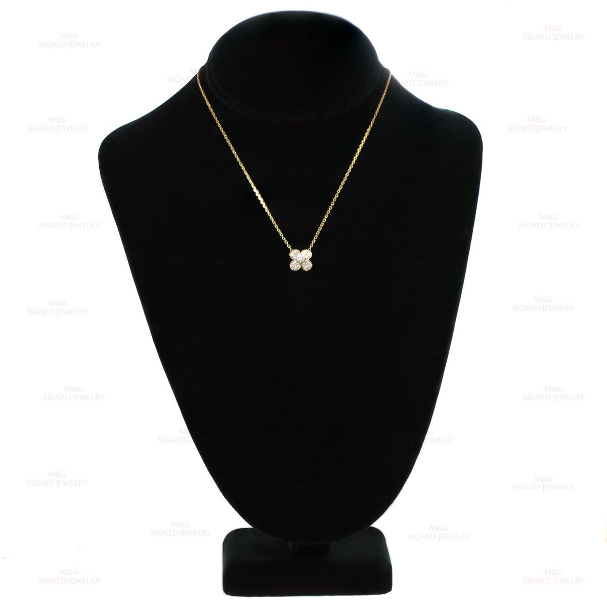 Van Cleef & Arpels Alhambra Diamant-Gold-Halskette mit Kleeblatt Damen