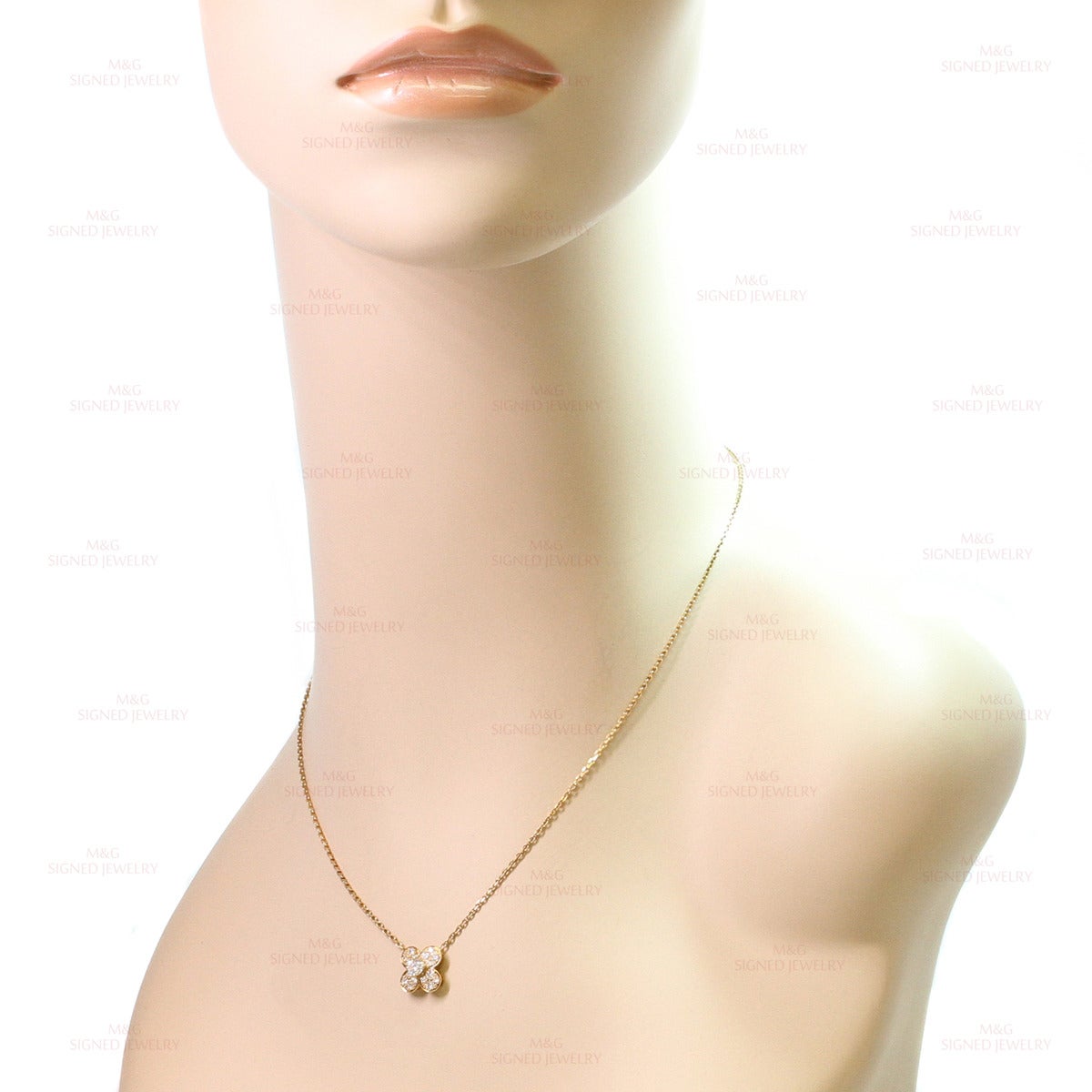 Women's Van Cleef & Arpels Alhambra Diamond Gold Clover Necklace